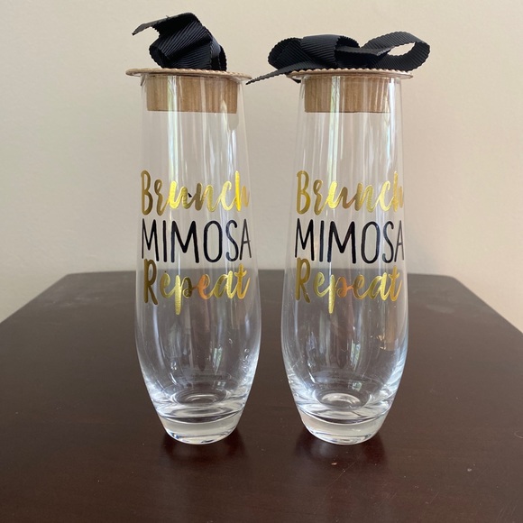 Pier 1 Stemless Mimosa Flutes Glass NEW